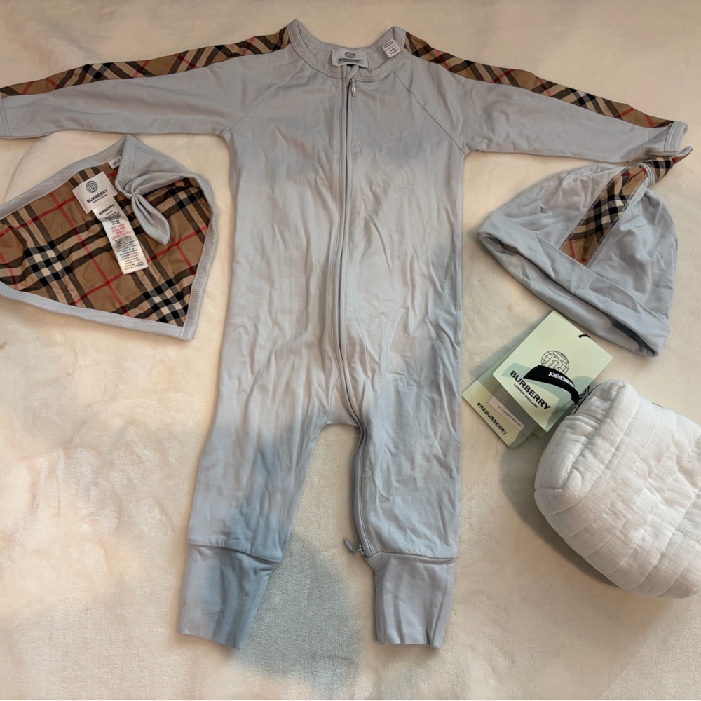 Burberry Baby Blue Sleeper Set